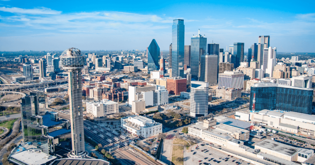 Bird | Dallas Apartment Locators | Free Service | Call 972 818 3456's eye view of Dallas in the morning